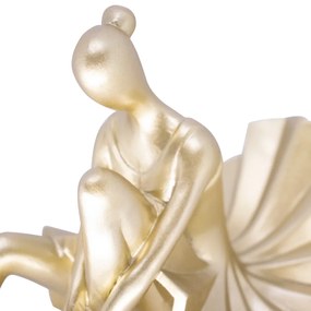 Escultura Bailarina Decorativa Em Poliresina Dourado 23 Cm - D'Rossi