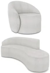 Sofá 4 Lugares 220cm Wendi e Poltrona Steve Boucle Cinza I01  - Mpozen