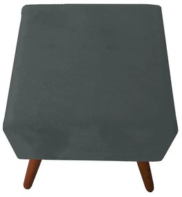 Puff Decorativo Quadrado Malu com Pés Palito Suede Cinza Grafite