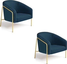 Poltrona Sala Industrial Alta Dourado Kit 2 Stella Bouclê D03 - D'Rossi - Azul