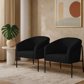 Poltrona Sala Industrial Alta Preto Kit 2 Stella Suede D03 - D'Rossi - Preto