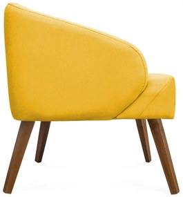 Poltrona Decorativa Lara Pés de Madeira Suede Amarelo - Sheep Estofados - Amarelo