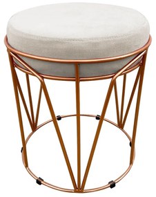 Puff Multiuso com Mesa Babu 2 em 1 Suede Bege Base Cobre - D'Rossi