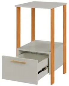 Mesa Auxiliar 1 Gaveta em MDF 40x46x75cm Off White Freijó Dalla Costa