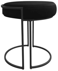 Puff Redondo Base Industrial Preto Kit 2 Love Suede - Preto