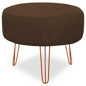 Puff Chloe Pés Hairpin Legs Bronze Suede Marrom