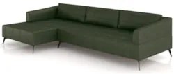 Sofá 5 Lugares 326cm Com Chaise Esquerdo Eko Couro Verde Z55 - Mpozena