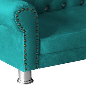 Mini Divã Sofá Realeza Cama Pet para Cães ou Gatos Elegante Suede Azul Tiffany