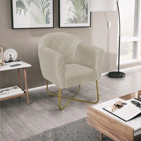 Poltrona Grazi  Base X Dourada Suede - ADJ Decor