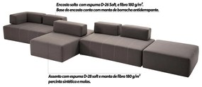 Sofá Decorativo 4 Módulos e 5 Encostos Happiness Linho Cinza G66 - Gran Belo
