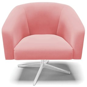 Poltrona Decorativa Giratória Cromada Stella Suede Rosê D03 - D'Rossi