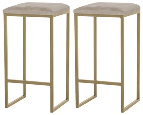 Kit 2 Banqueta Decorativa Billie Base Gold Suede Cappuccino G41 - Gran Belo