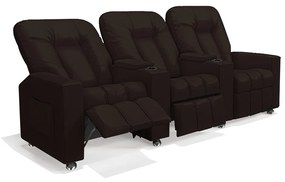 Poltrona Reclinável 3 lugares para Sala de Cinema Pequim PU Marrom G23 - Gran Belo
