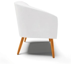 Poltrona Decorativa Pé Palito Castanho Stella Sintético PU Branco D03 - D'Rossi