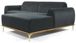 Sofá 245cm 4 Lugares com Chaise Direito Pés Gold Molino C-317 Veludo C