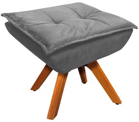 Puff Decorativo Base Giratória em Madeira Charger Suede Grafite G19 - Gran Belo