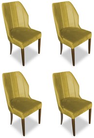 Kit 4 Cadeiras De Jantar Safira Suede Amarelo