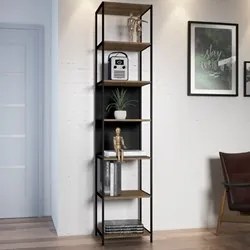 Estante Livreiro Steel Quadra 27808 6 Prateleiras Vermont Base Preta -