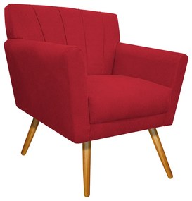 Poltrona Laura Pés Palito Mel Suede Vermelho - ADJ Decor