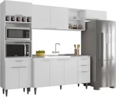 Armário de Cozinha CP04 Com Pia 150cm Pérola Z34 Branco     - Mpozenat