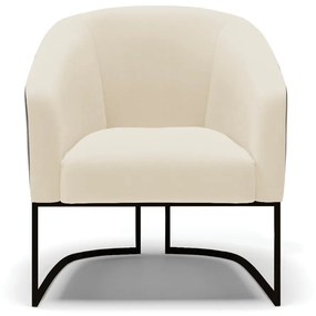Poltrona Decorativa Industrial Preto Stella Preto/Linho Bege D03 - D'Rossi