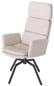 Poltrona Zurique Estofada Creme Pés Aço Carbono Preto - 69212 Sun House