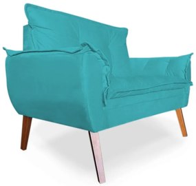 Poltrona Namoradeira Apolo Pés Madeira Suede Turqueza - Sheep Estofados - Água