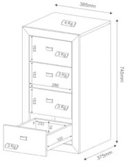 Gaveteiro Escritório 38,5cm 4 Gavetas Nogal   - Tecno Mobili