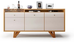 Balcão Aparador Buffet 2 Portas Emili H01 - D'Rossi - Cinamomo e Off White
