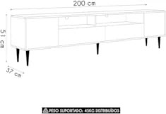 Rack TV 75 Pol 200cm Com LED Pés Palito Caza Mel/Arenas A05 - Mpozenat