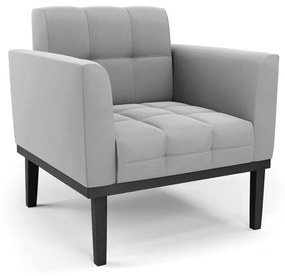 Poltrona Decorativa Karen Pés Fixo em Madeira Preto Suede Cinza G19 - Gran Belo