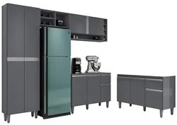 Cozinha Compacta Vanessa e Balcão Gabinete Sem Tampo Tatiane 120cm Cin
