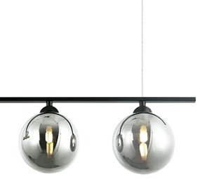 Pendente Bambu Metal Preto E Bronze Vidro Fume 19X80X29Cm 3Xg9 | Bella...