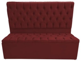Cabeceira com Calçadeira Baú Solteiro 90cm Nicole Suede Bordô - Sheep Estofados - Vermelho escuro
