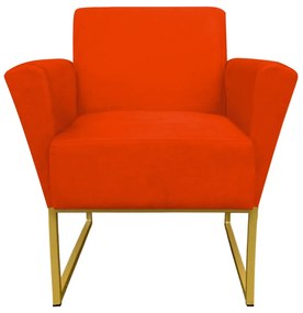 Poltrona Dora Suede Base Metálica Dourado D'Rossi - Laranja