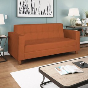 Sofá 2 Lugares Denver Suede Terracota - ADJ Decor