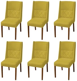 Kit 6 Cadeiras de Jantar Lecce Veludo Amarelo