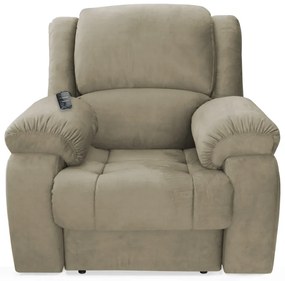Poltrona Decorativa Magnum Reclinável Elétrica com Massagem Suede Nude