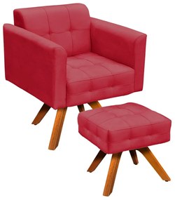 KIT 01 POLTRONA GIRATORIA E 01 PUFF ELIS - Rose
