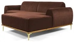 Sofá 300cm 5 Lugares com Chaise Direito Pés Gold Molino C-276 Veludo T