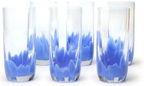 Conjunto com 6 Copos Longos Multicor Azul Murano Cristais Cadoro