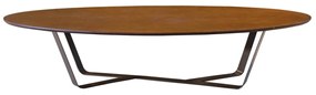 Mesa de Centro Olava Design Oval Tampo Tingido Base Chapa Aço Maciço Pintado