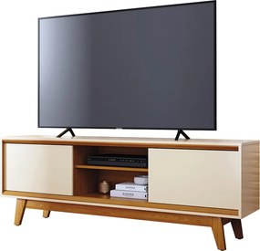 Bancada Decorativa Loser MDP Pintura UV 2 Portas Deslizantes até 65 Cinamomo/OffWhite G97 - Gran Belo