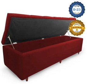 Calçadeira Baú Casal King 195cm Veneza Veludo Bordô - Sheep Estofados - Vermelho escuro