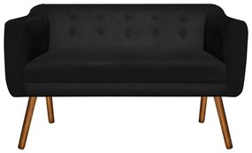 Kit 01 Namoradeira 02 Lugares e 02 Poltronas Giratória Julia Suede Preto Base Madeira MM30 D'Rossi