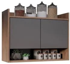 Armário de Cozinha Aéreo 71cm 2 Portas 1 Nicho Ceci Z34 Freijó/Grafite