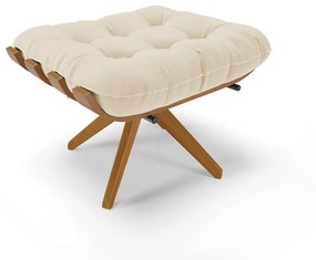Poltrona com Puff Giratório Costela Linho Base de Madeira MA30 M11 - D'Rossi - A19 Bege