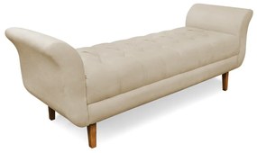 Recamier Olinda Suede Bege 160 cm Pés Chanfrado Castanhos - D'Rossi