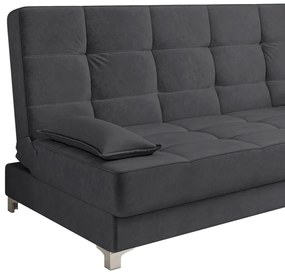 Sofá Cama Equador 193 cm Encosto Reclinável Veludo Grafite Pés Plástico Cromado - D'Rossi