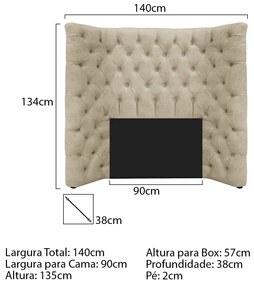 Cabeceira Solteiro Everest P02 90 cm para cama Box Corano - ADJ Decor